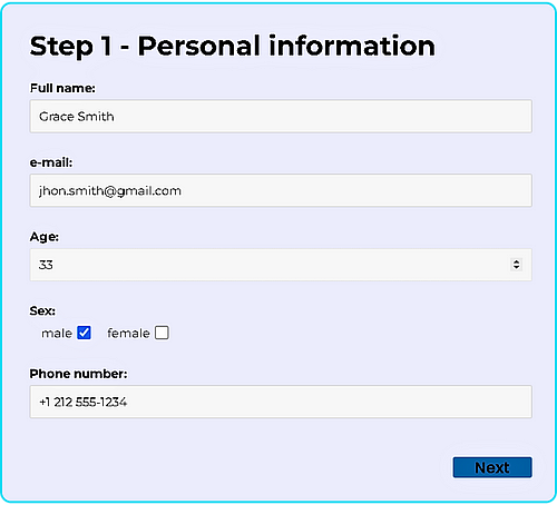 Registration form for online Spanish classes